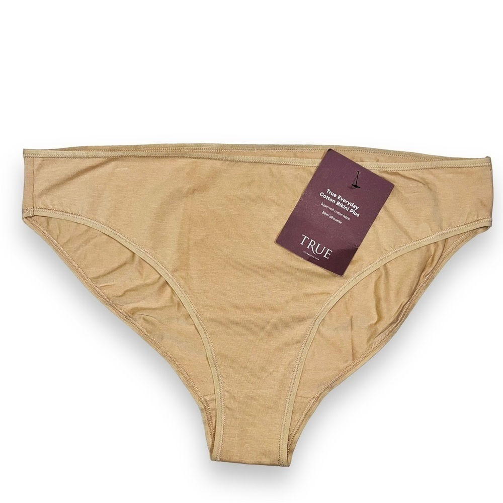 TRUE & Co. Women’s Everyday Cotton Bikini Plus Beige Size 2X